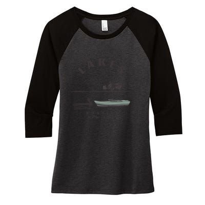 Adirondack Lakes Ny Boating Gift Women's Tri-Blend 3/4-Sleeve Raglan Shirt