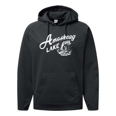 Amoskeag Lake New Hampshire Performance Fleece Hoodie