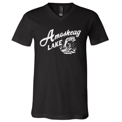 Amoskeag Lake New Hampshire V-Neck T-Shirt