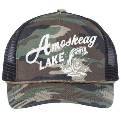 Amoskeag Lake New Hampshire Retro Rope Trucker Hat Cap