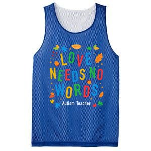 Autism Love Needs No Words Thanksgiving Autism Teacher Gift Mesh Reversible Basketball Jersey Tank