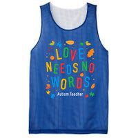 Autism Love Needs No Words Thanksgiving Autism Teacher Gift Mesh Reversible Basketball Jersey Tank