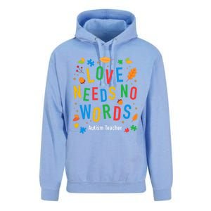 Autism Love Needs No Words Thanksgiving Autism Teacher Gift Unisex Surf Hoodie