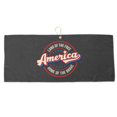 America Land Of The Free Home Of The Brave Retro 4th Of July Meaningful Gift Large Microfiber Waffle Golf Towel