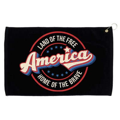 America Land Of The Free Home Of The Brave Retro 4th Of July Meaningful Gift Grommeted Golf Towel