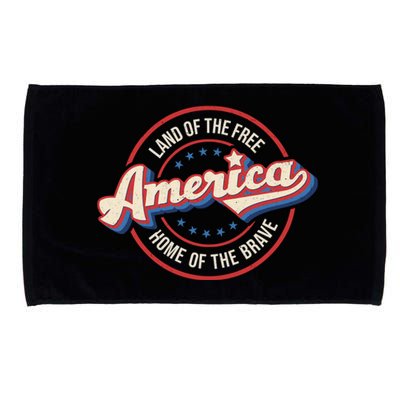 America Land Of The Free Home Of The Brave Retro 4th Of July Meaningful Gift Microfiber Hand Towel