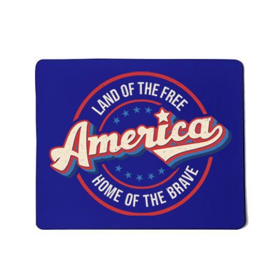 America Land Of The Free Home Of The Brave Retro 4th Of July Meaningful Gift Mousepad