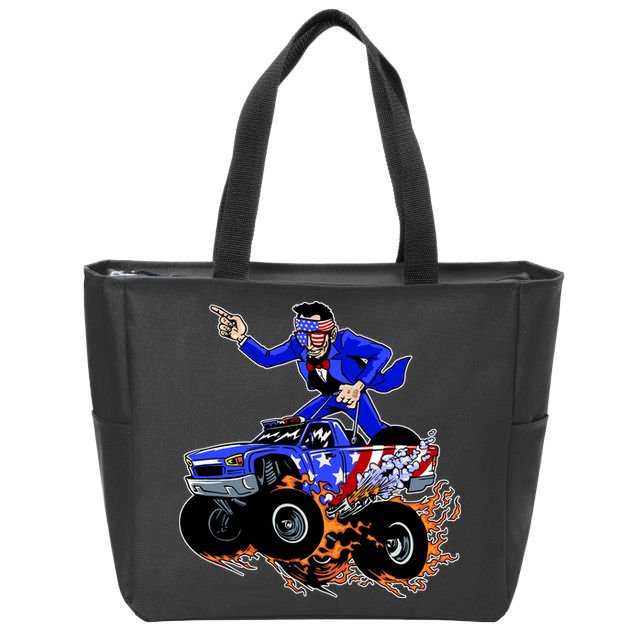 Abraham Liconln On A Monster Truck Zip Tote Bag