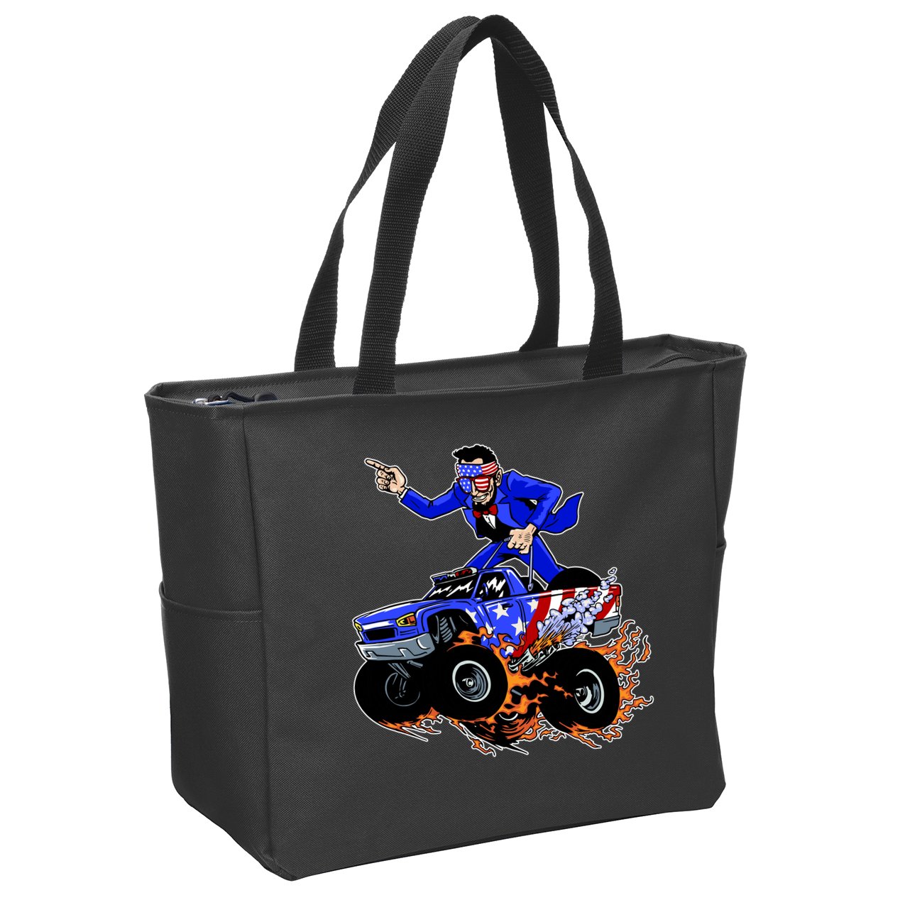 Abraham Liconln On A Monster Truck Zip Tote Bag