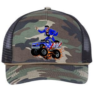 Abraham Liconln On A Monster Truck Retro Rope Trucker Hat Cap