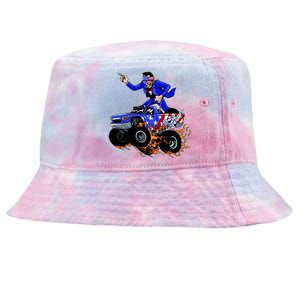 Abraham Liconln On A Monster Truck Tie-Dyed Bucket Hat