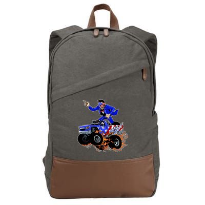 Abraham Liconln On A Monster Truck Cotton Canvas Backpack
