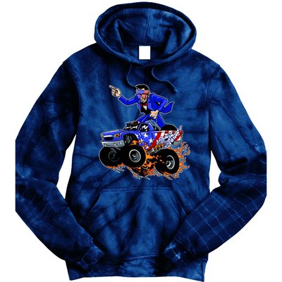 Abraham Liconln On A Monster Truck Tie Dye Hoodie