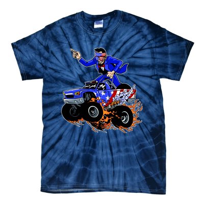 Abraham Liconln On A Monster Truck Tie-Dye T-Shirt