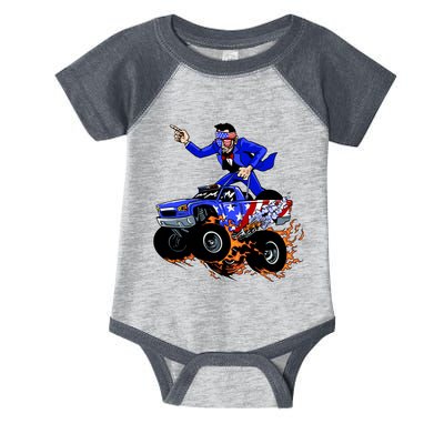 Abraham Liconln On A Monster Truck Infant Baby Jersey Bodysuit