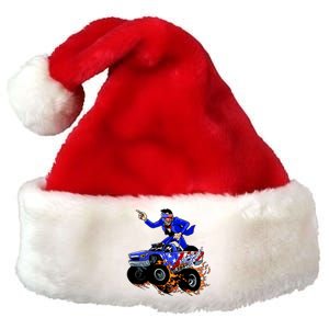 Abraham Liconln On A Monster Truck Premium Christmas Santa Hat