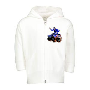 Abraham Liconln On A Monster Truck Toddler Zip Fleece Hoodie