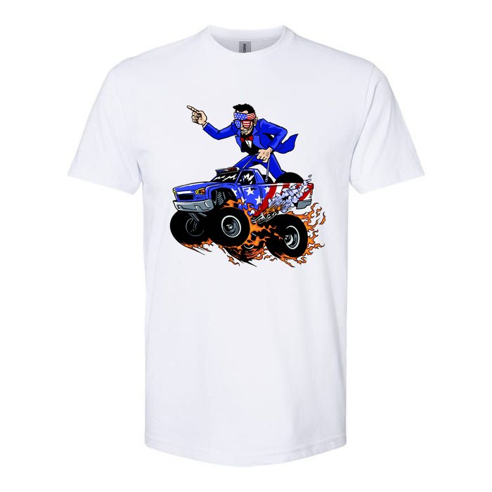 Abraham Liconln On A Monster Truck Softstyle CVC T-Shirt