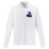 Abraham Liconln On A Monster Truck Performance Long Sleeve Polo