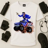 Abraham Liconln On A Monster Truck Cooling Performance Crew T-Shirt