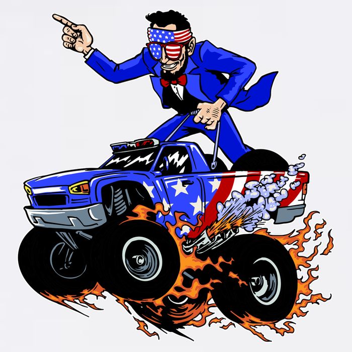Abraham Liconln On A Monster Truck Cooling Performance Crew T-Shirt