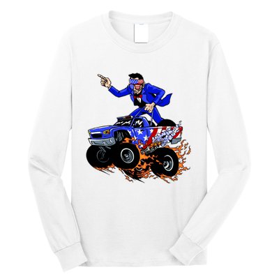 Abraham Liconln On A Monster Truck Long Sleeve Shirt