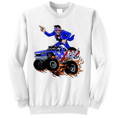 Abraham Liconln On A Monster Truck Sweatshirt