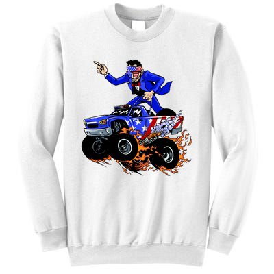 Abraham Liconln On A Monster Truck Sweatshirt