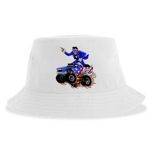 Abraham Liconln On A Monster Truck Sustainable Bucket Hat