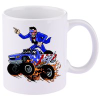 Abraham Liconln On A Monster Truck 11oz C Handle Ceramic Mug