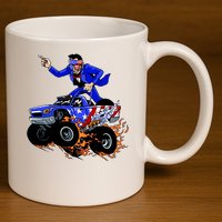 Abraham Liconln On A Monster Truck 11oz C Handle Ceramic Mug