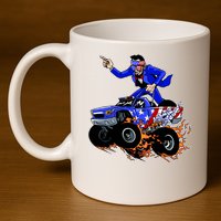 Abraham Liconln On A Monster Truck 11oz C Handle Ceramic Mug