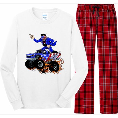 Abraham Liconln On A Monster Truck Long Sleeve Pajama Set