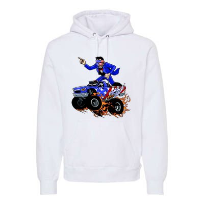 Abraham Liconln On A Monster Truck Premium Hoodie