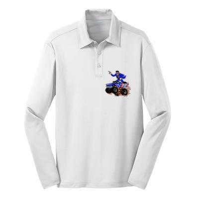 Abraham Liconln On A Monster Truck Silk Touch Performance Long Sleeve Polo