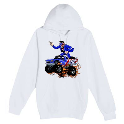 Abraham Liconln On A Monster Truck Premium Pullover Hoodie