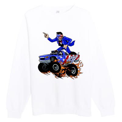 Abraham Liconln On A Monster Truck Premium Crewneck Sweatshirt