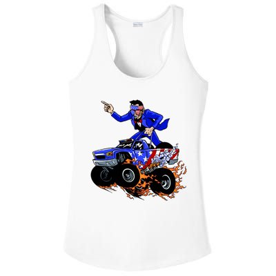 Abraham Liconln On A Monster Truck Ladies PosiCharge Competitor Racerback Tank