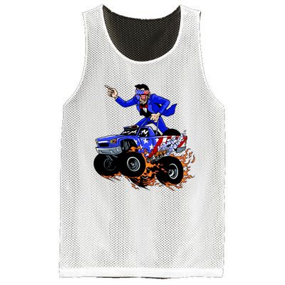 Abraham Liconln On A Monster Truck Mesh Reversible Basketball Jersey Tank