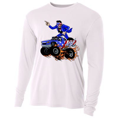 Abraham Liconln On A Monster Truck Cooling Performance Long Sleeve Crew