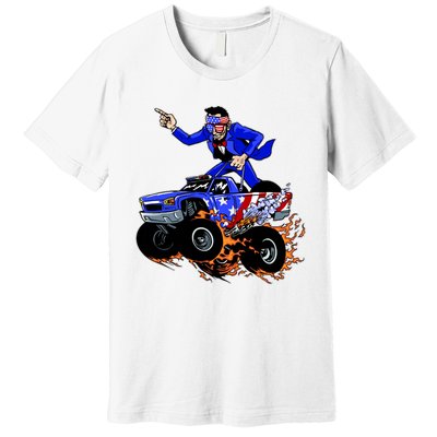 Abraham Liconln On A Monster Truck Premium T-Shirt