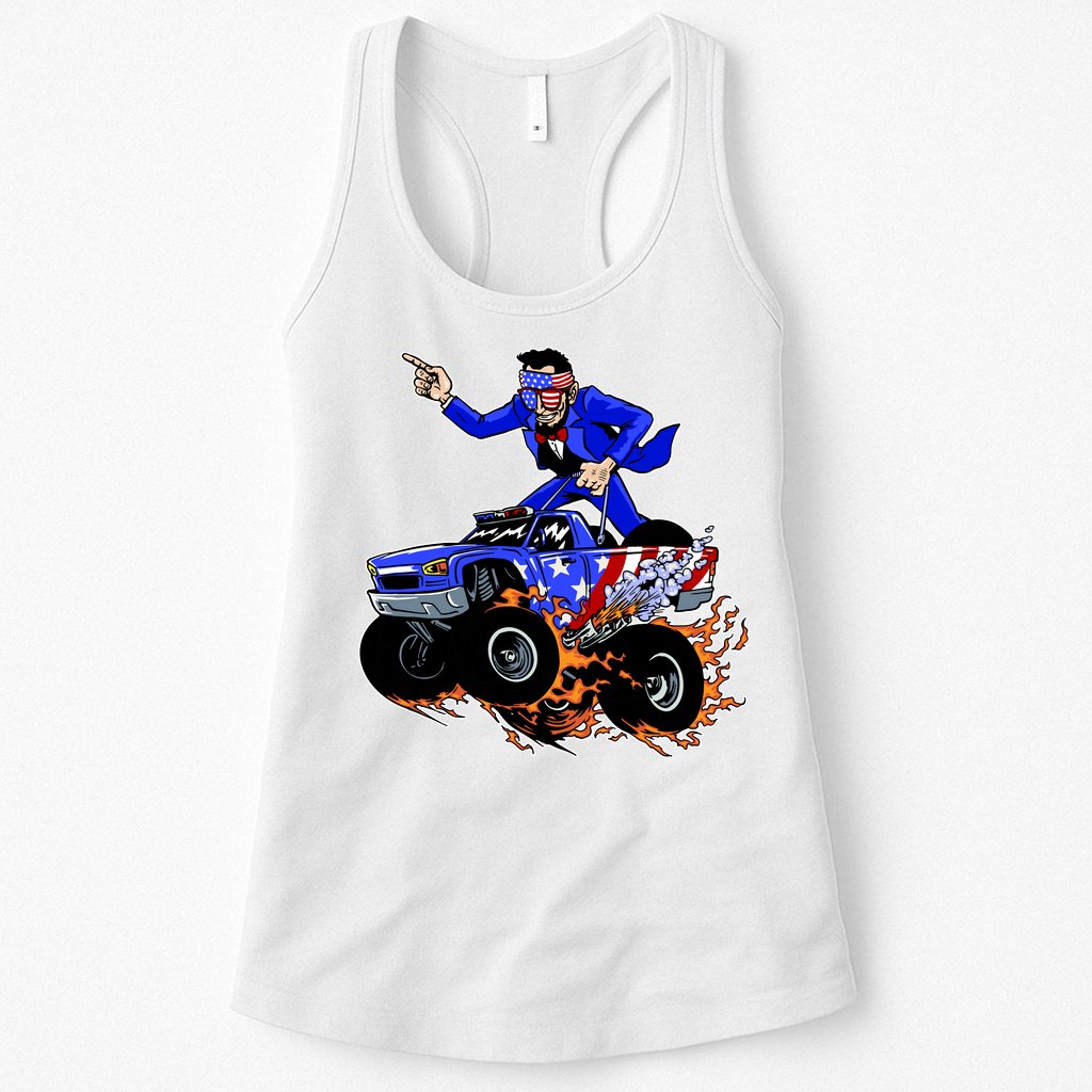 Abraham Liconln On A Monster Truck Womens Tank Top