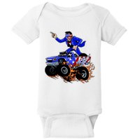 Abraham Liconln On A Monster Truck Baby Bodysuit