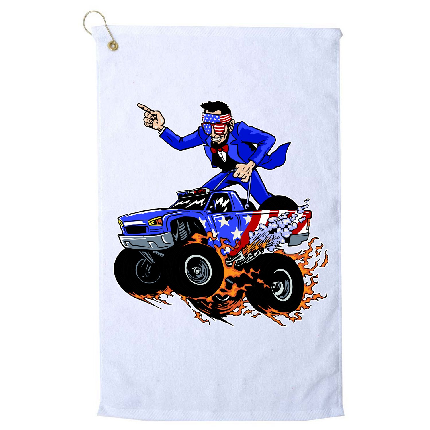 Abraham Liconln On A Monster Truck Golf Towel