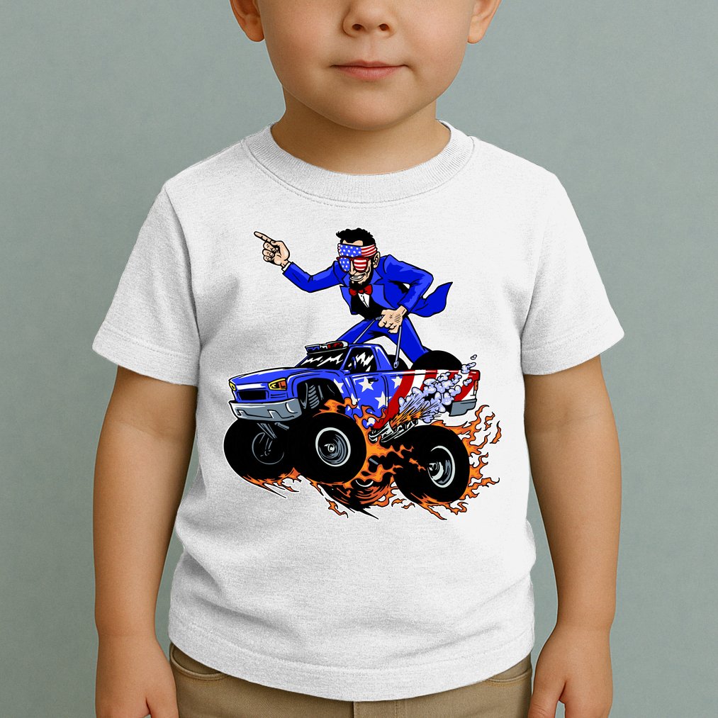 Abraham Liconln On A Monster Truck Toddler T-Shirt