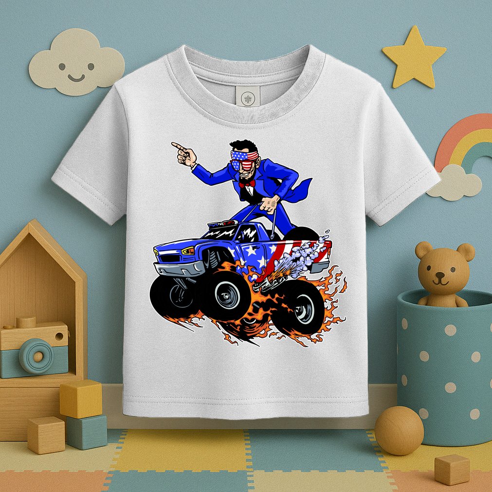 Abraham Liconln On A Monster Truck Toddler T-Shirt