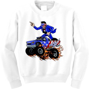 Abraham Liconln On A Monster Truck Kids Sweatshirt