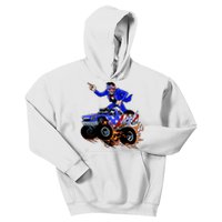 Abraham Liconln On A Monster Truck Kids Hoodie