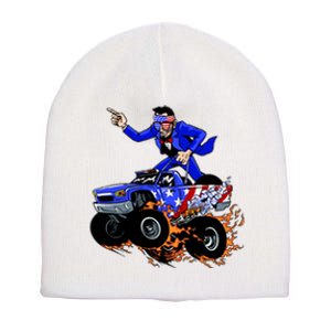 Abraham Liconln On A Monster Truck Short Acrylic Beanie