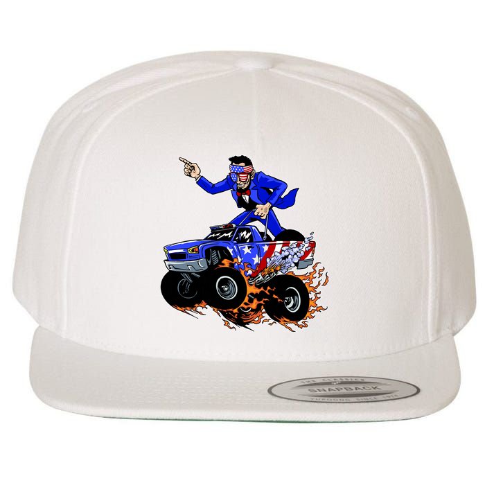 Abraham Liconln On A Monster Truck Wool Snapback Cap
